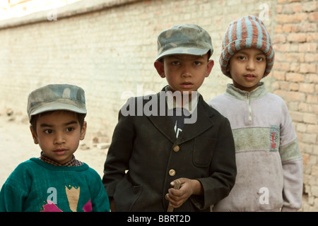 Kathmandu, Nepal.  Three Nepali Schoolboys. Stock Photo