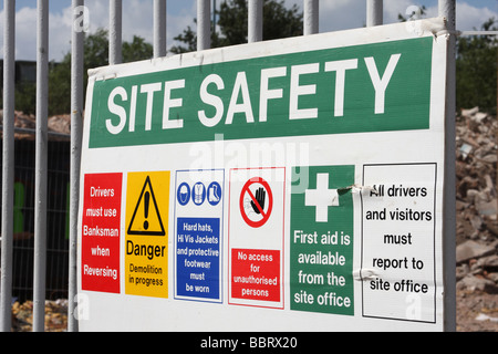 Health & safety sign on a U.K. construction site. Stock Photo