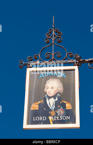 The Lord Nelson pub sign at Southwold Suffolk Uk which won the best coastal pub award for 2008/2009 in coast magazine Stock Photo
