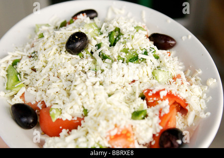 Greek Salad with feta with olives. Stock Photo