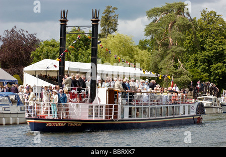 The passenger boat Southern Comfort during the Royal Regatta on the River Thames at Henley Oxfordshire England UK Stock Photo