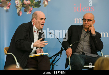 Colm Tóibín (left) Irish novelist and Rawi Hage Beirut born novelist pictured at Hay Festival 2009 Stock Photo