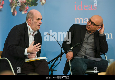 Colm Tóibín (left) Irish novelist and Rawi Hage Beirut born novelist pictured at Hay Festival 2009 Stock Photo