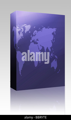Software package box Map of the world illustration, mosaic block style ...