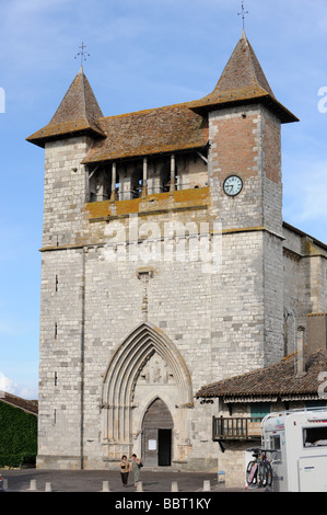 Twin towered 13th century church at Villereal in Lot et Garonne France Stock Photo