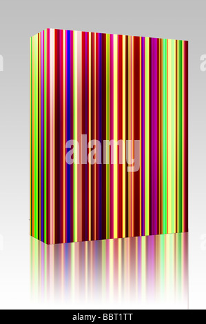 Software package box Abstract wallpaper illustration of glowing wavy streaks of multicolored light Stock Photo