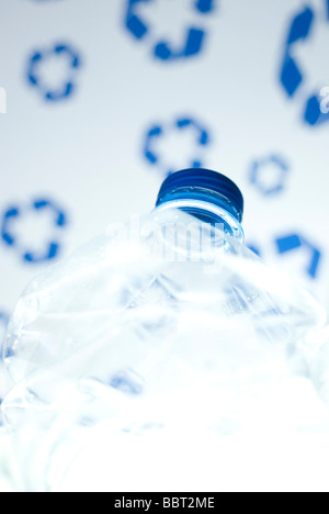 Plastic bottle and recycle simbol Stock Photo