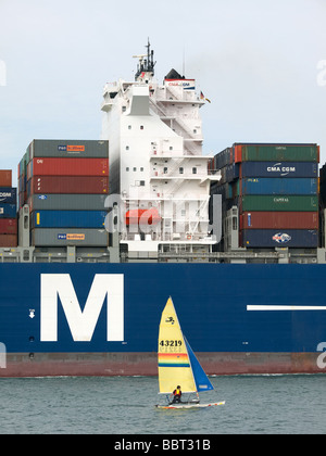 Container ship CMA CGM Vela arriving at Southampton UK Stock Photo