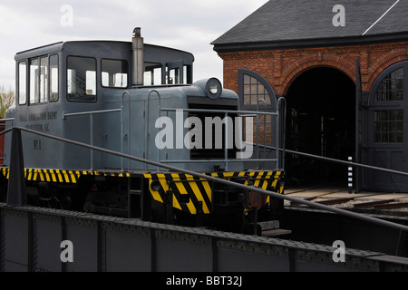 Greenfield Village historic Naval Ammunition Depot old railroad USA switcher train historical re-enactment reenactment hi-res Stock Photo