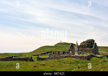 Ruined Church of Saint Mary, Kilmuir, Dunvegan, Isle of Skye, Inner Hebrides, Scotland, United Kingdom, Europe. Stock Photo