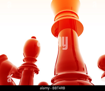 Chess set pieces illustration glossy chrome metal style Stock Photo