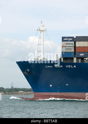 Container ship CMA CGM Vela arriving at Southampton UK Stock Photo