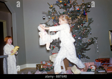 Christmas morning 1957 Stock Photo