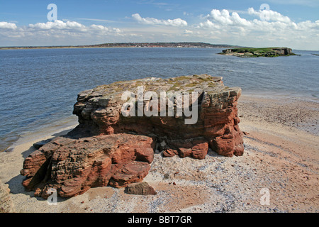 View From Hilbre Island Looking Towards Middle Eye And West Kirby, The Wirral Merseyside, UK Stock Photo