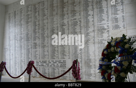 USS Arizona, names of dead Stock Photo