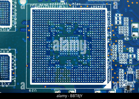 Electronic components on motherboard Stock Photo