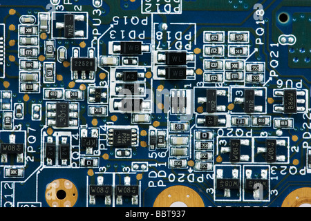 Electronic components of motherboard Stock Photo