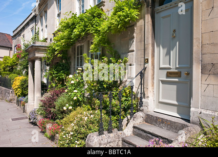 Old town houses and front gardens in Bradford on Avon UK Stock Photo