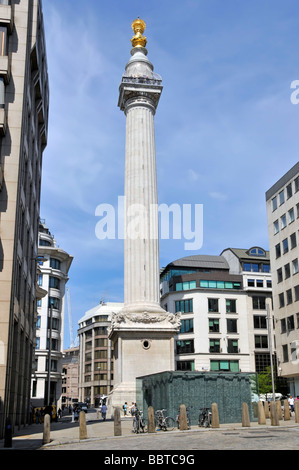 Monument memorial column to the Great of Fire London seen after major refurbishment completed in 2009 Stock Photo