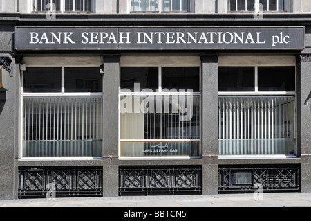Foreign branch of Bank Sepah International plc a subsidiary of the Iranian Bank Sepah front facade of premises in the City of London England UK Stock Photo