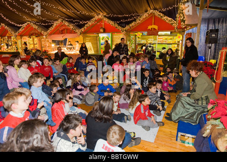 Native Village Flover Christmas Market, Bussolengo, Veneto, Italy Stock Photo