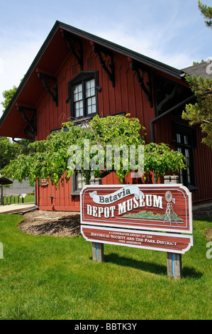 Batavia railroad depot museum Illinois USA Stock Photo