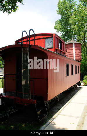 Batavia railroad depot museum Illinois USA A caboose Stock Photo