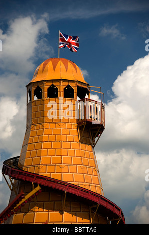 fairground helter skelter tower Stock Photo