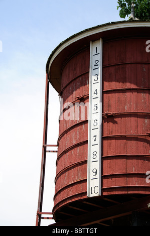 Batavia railroad depot museum Illinois USA Wooden water tower and guage Stock Photo