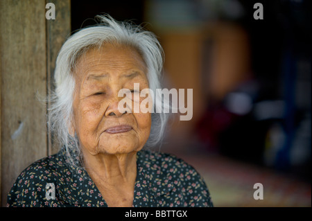 Old Hmong hill tribe woman in north Thailand Stock Photo