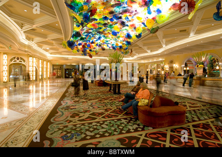 Venetian glass sculpture on the ceiling of the Bellagio Resort and Casino Las Vegas Nevada Stock Photo