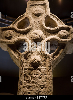 Clonmacnoise South Cross east face Original. South Cross a simple celtic cross from the 9th century. Stock Photo