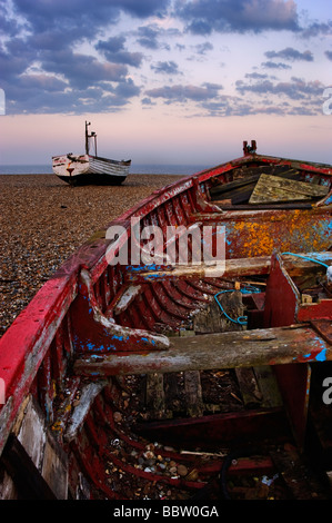 Old fishing boat on the beach at Aldeburgh Suffolk England UK Stock Photo