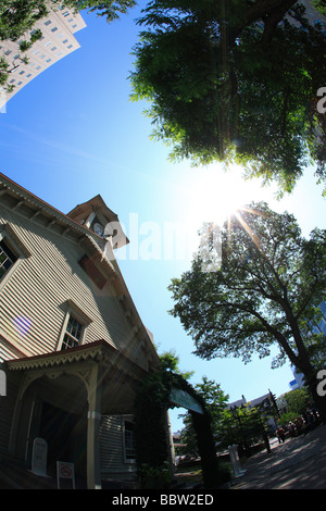 Sapporo clock tower at Hokkaido in Japan Stock Photo