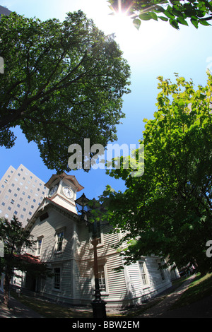 Sapporo clock tower at Hokkaido in Japan Stock Photo