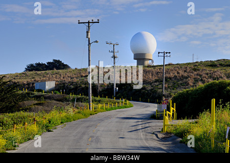 radar dome located near Half Moon Bay, California Stock Photo