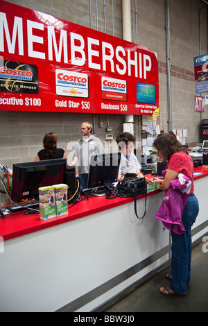 membership counter, Costco warehouse, USA Stock Photo