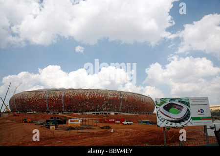 Soccer City Football Stadium under construction for the 2010 World Cup Soweto South Africa Stock Photo