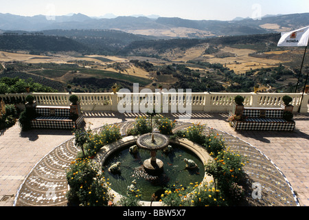 Garden terrace of Casa Don Bosco, Ronda, Andalucia, Spain Stock Photo