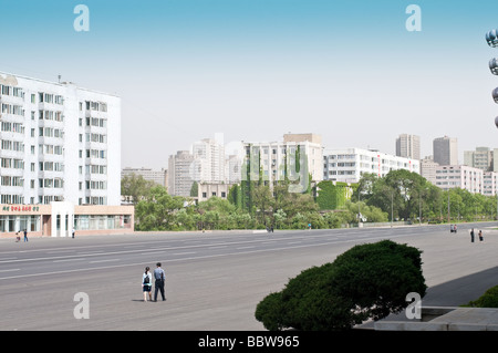 THE VICTORIOUS FATHERLAND LIBERATION WAR MUSEUM is on this Boulevard in downtown Pyongyang North Korea Stock Photo