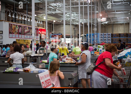 checkout counters, Costco warehouse USA Stock Photo