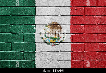 Flag of Mexico. Brick wall texture of the flag of Mexico Stock Photo ...