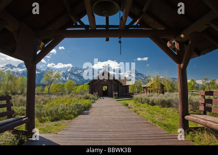 The Episcopal Chapel of the Transfiguration in Grand Teton National Park in Wyoming Stock Photo