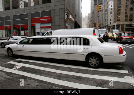 Stretched limo downtown New York USA Stock Photo