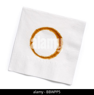White Paper napkin with coffee ring Stock Photo