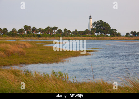 Lighthouse and marsh at St Marks National Wildlife Refuge, Florida Stock Photo