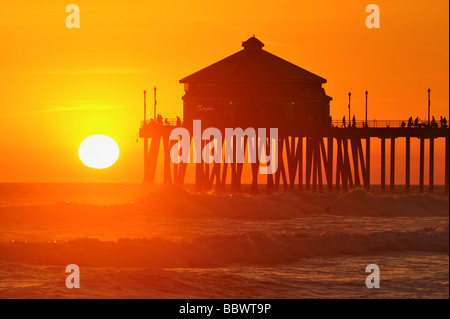 Ruby's Diner at the pier during sunset, Huntington Beach CA Stock Photo ...