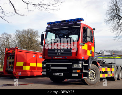 Cumbria Fire and Rescue service high volume pump MAN truck with demountable body Stock Photo