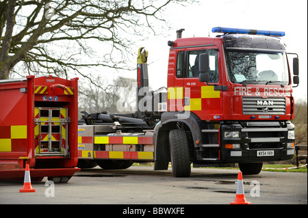 Cumbria Fire and Rescue service high volume pump MAN truck with demountable body Stock Photo