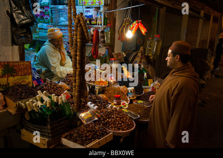 Vendor Selling Dates in the Souq in the Old City of Fez Morocco Stock Photo